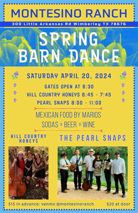 Montesino Ranch Spring Barn Dance, 300 Little Arkansas Road, Wimberley ...