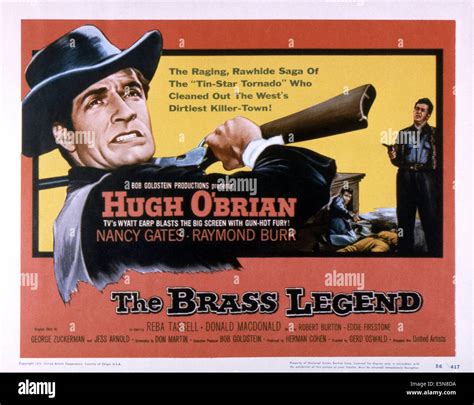 THE BRASS LEGEND, Hugh O'Brian (rifle), Raymond Burr (gun), 1956 Stock ...