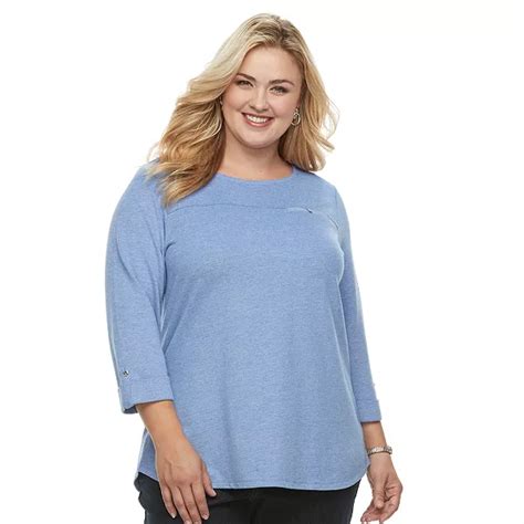 Plus Size Croft & Barrow® Button-Accent Pique Top