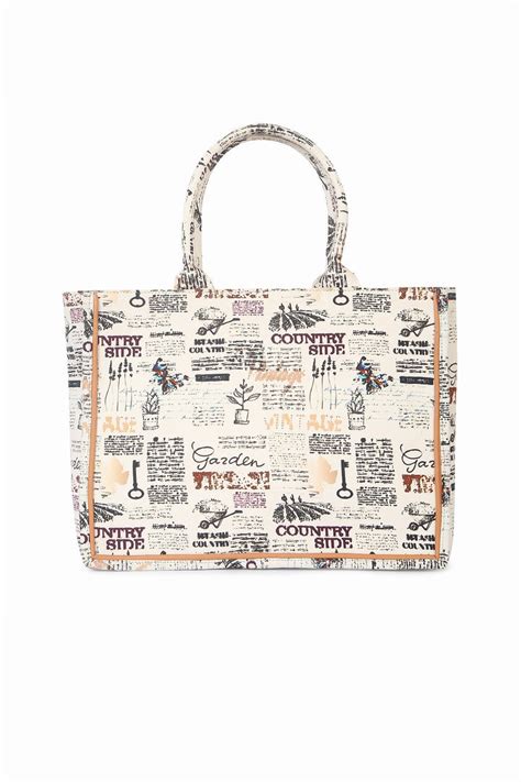 Vintage Print Canvas Tote Bag – Vara bag