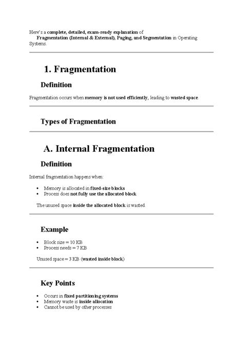 Fragmentation in Operating Systems: Internal & External Explained - Studocu