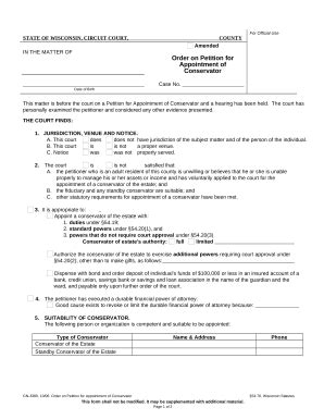 Order on Petition for Appointment of Conservator Doc Template | pdfFiller