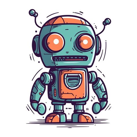 Cute cartoon robot vector illustration of a cute little robot | Premium ...