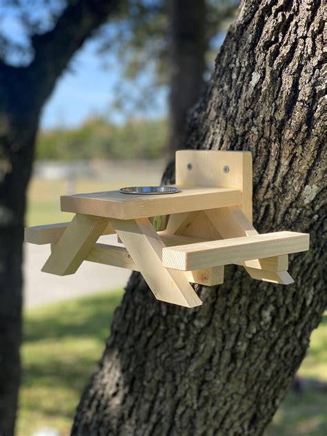 Handmade Squirrel Picnic Table - Squirrel Feeder- Picnic Table for ...