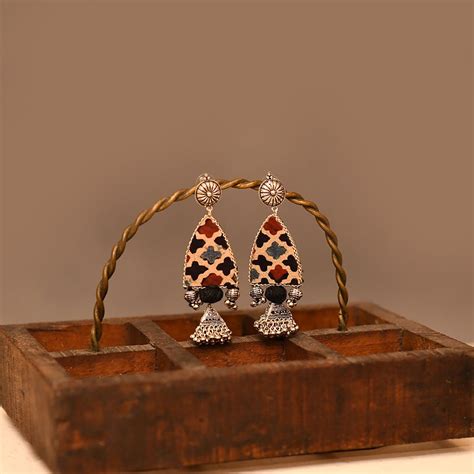 Black Checkered Handmade Jhumka | Womens Jewellery by Expressions By UV ...