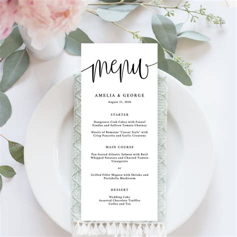 Template Wedding Menu