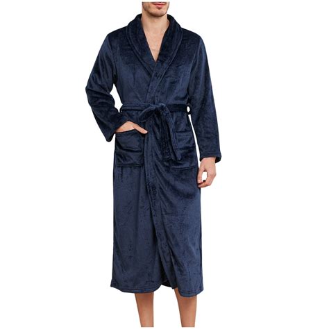 AKAFMK Mens Robes,Robes for Men Bathrobe Fuzzy,Men's Casual Solid Color ...