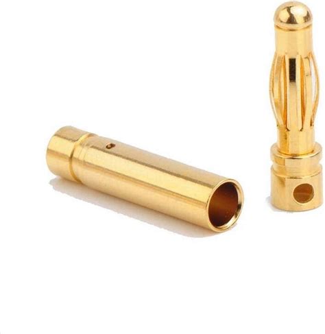 Buy JFtech 10 Pairs 4.0mm Gold Bullet Banana Connector Plug 4mm Male ...