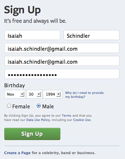 Image result for Facebook Sign Up Button