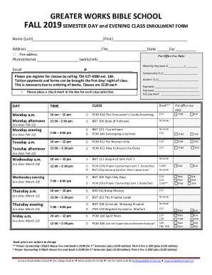 Fillable Online Greater Works Outreach Bible School Monroeville, PA ...