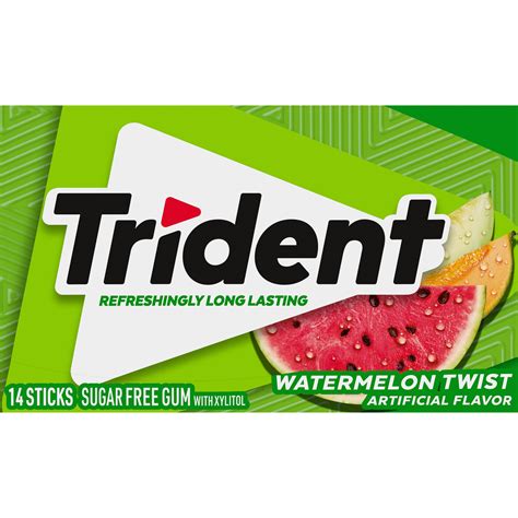 Trident Sugar Free Gum, Watermelon Twist, Regular Size, 14 Pieces ...