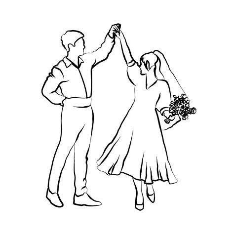 Wedding Couple Silhouette Handdrawn Element, Wedding Drawing, Couple ...