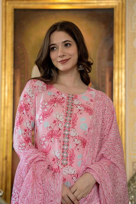 Pink Rayon Blend Floral Printed Straight Trouser Suit Set PKSKD2567PNK ...