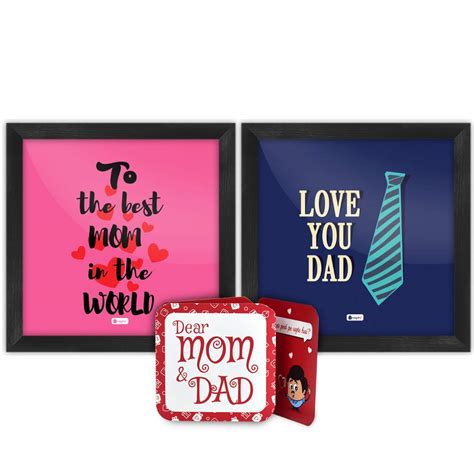 Indigifts Mom Dad Birthday Gift Multi Poster Frame 6X6 Inches Set of 2 ...