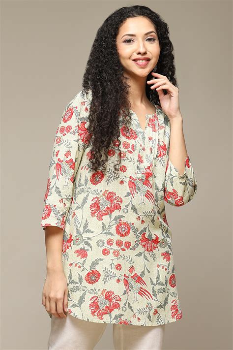 Olive Green Rayon Printed Kurti