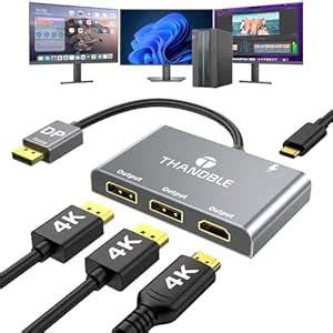 THANDBLE DisplayPort to Dual DisplayPort with HDMI Adapter 4K@60Hz ...