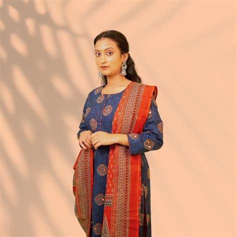 Blue and Rust Cotton Suit – Bharat Ke Rang