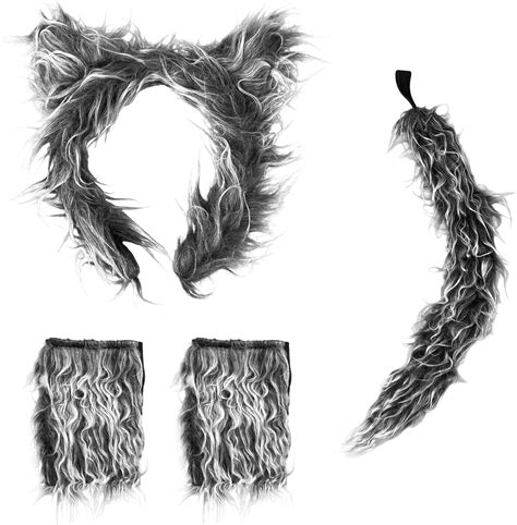 Buy Wolf Ears Costume Set - with Headband,Gloves,Tail for Women,Girls ...