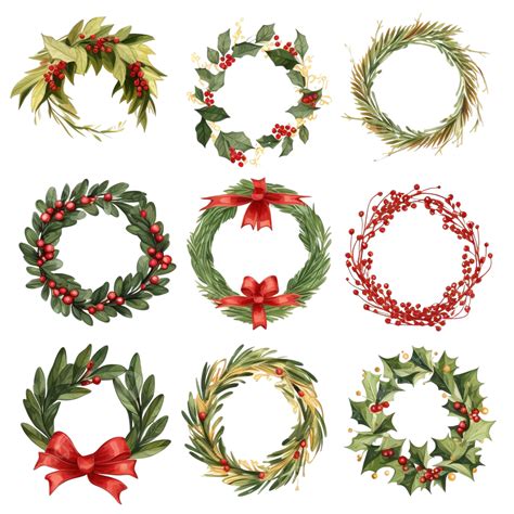 A Set Of Christmas Wreaths For Decorating Interiors And Doors ...