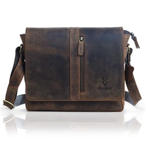 Buy Goatter Mens Genuine Leather 11" Inch Messenger Bag (Coffee -1) at ...