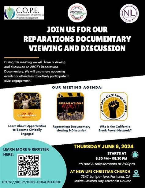 Join Us! COPEs Viewing of ABC7s Reparations Documentary, New Life ...