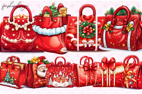 Christmas Gift Bag Clipart Illustration Graphic by FonShopDesign ...
