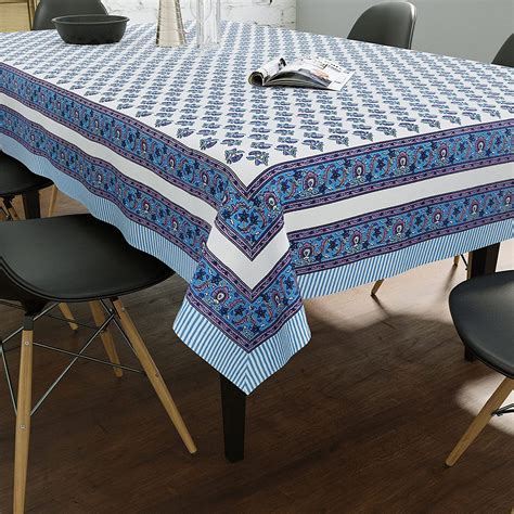 Buy BLOCKS OF INDIA Hand Block/Batik Print Rectangular Table Cloth for ...