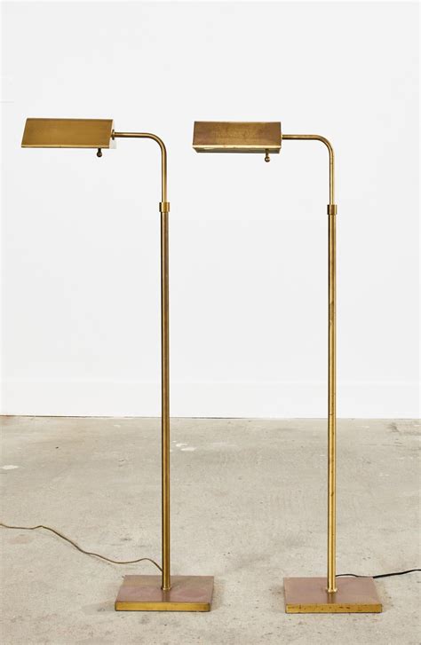 Pair of Patinated Brass Adjustable Pharmacy Floor Lamps at 1stDibs