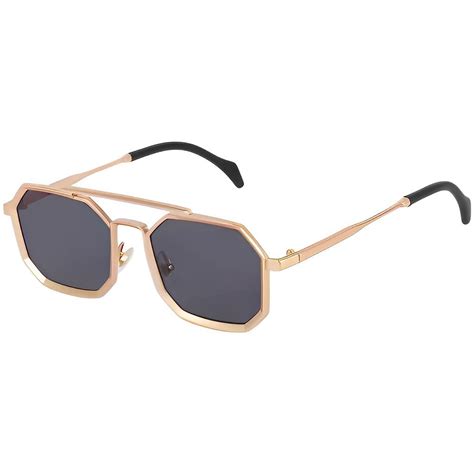 Buy Retro Commando Octagonal Sunglasses - Unisex Full Rim, Golden Metal ...