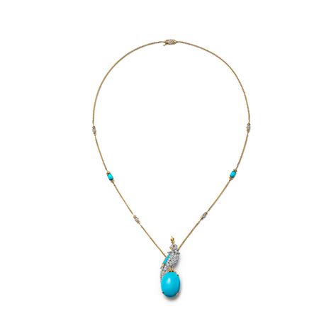 Bird on a Rock by Tiffany:Pendant in Gold with Turquoise, Diamonds and ...