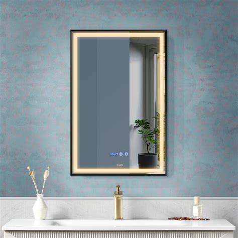 RECTANGULAR VERTICAL WALL MOUNTED BATHROOM LED MIRROR IN BRUSHED BLACK