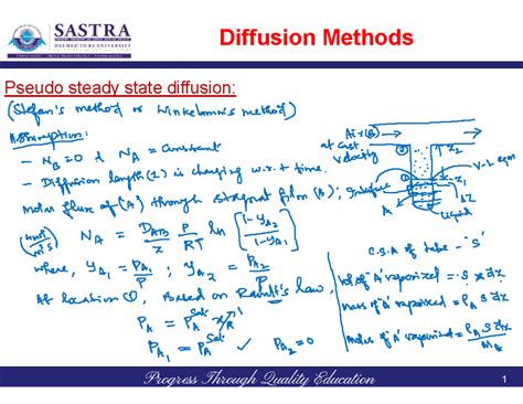 Unit 1: Pseudo Steady State Diffusion Methods and Correlations - Studocu