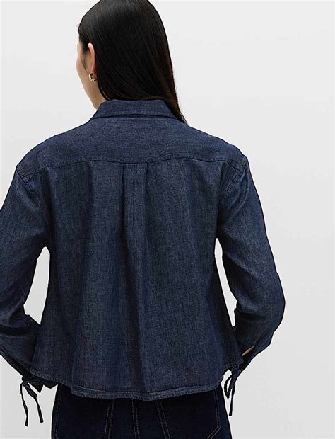 Buy Denim Tie Detail Swing Shirt at Marks & Spencer