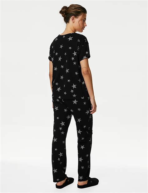 Buy Pure Cotton Star Print Pyjama Set at Marks & Spencer