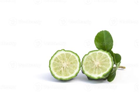 Cut half bergamot, Kaffir lime, Leech lime or Mauritius papeda with ...