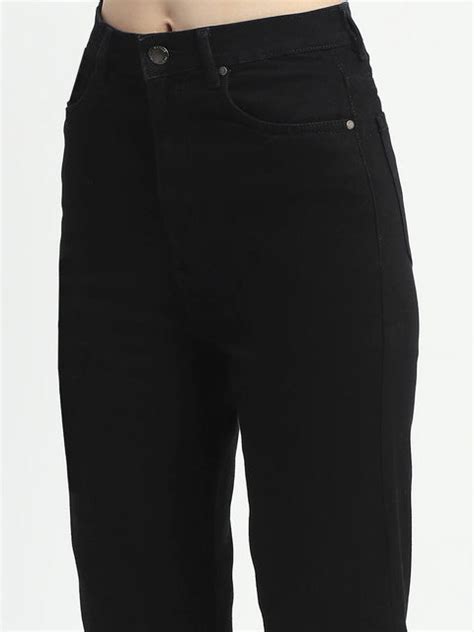 Madame Cotton Blend Straight Fit Black Jeans