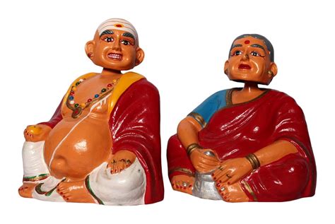 Sunaarthy Handicrafts Plaster of Paris Chettiyar Couple Figurine ...