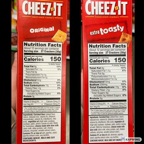 Cheez Its Nutrition Label