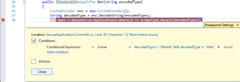 Image result for Conditional Breakpoint Visual Studio