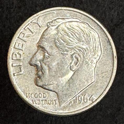 Silver Dime 1964 D Roosevelt Coin, Collectible Vintage Silver, Great ...