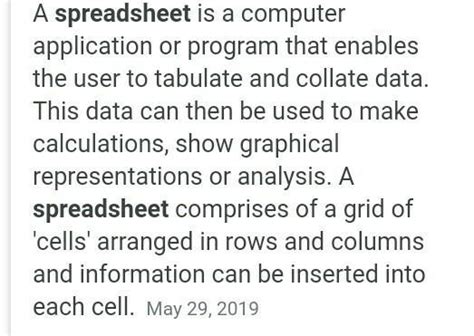 Explain Spreadsheet in detail - Brainly.in