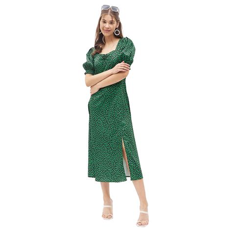 Buy Harpa Women's Polyester A-Line Calf Length Casual Dress (GR6249 ...