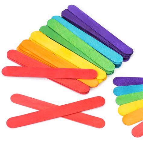 Amazon.com: 60 Pieces Jumbo Colored Popsicle Sticks, 8 Inch Natural ...