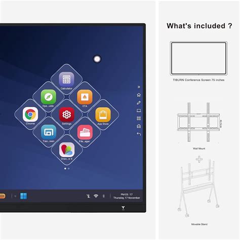 Buy Smart Whiteboard TIBURN HQ Board 75 R2 , 4K UHD Interactive Board ...