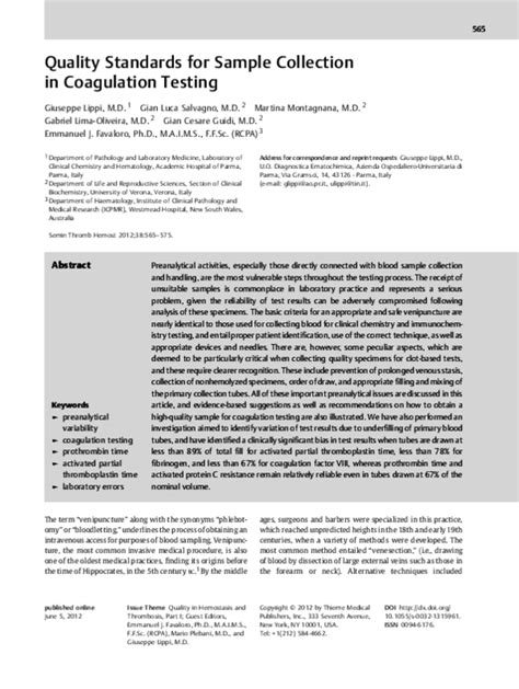 Image result for Coagulation Sample Collection Procedure