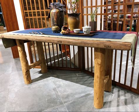 老风化实木桌原木门板榆木木旧木老实木茶桌木质工艺吧台组装茶台-阿里巴巴