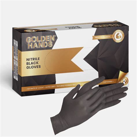 Golden Hands Black Nitrile Gloves - K-MAN