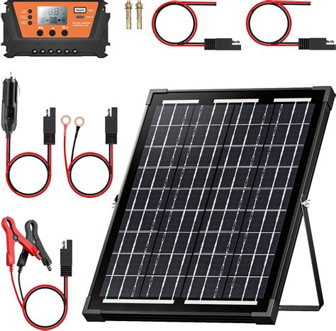 Amazon.com : 10W Solar Panel Kit, 10A 12V/24V Charge Controller with 10 Watts 12 Volt ...