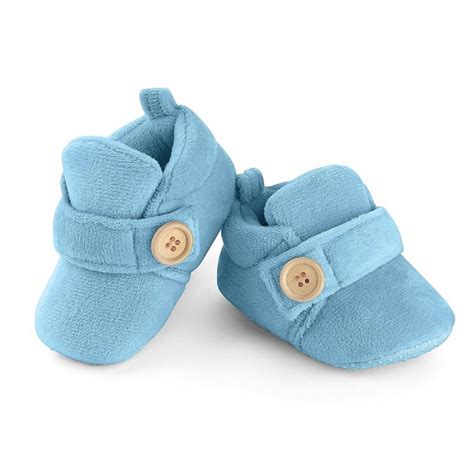 Velvet Soft Base Light Blue Baby Booties Online-Basics21.in