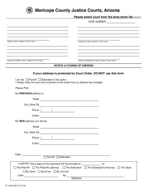Fillable Online justicecourts maricopa motion and affidavit for change ...